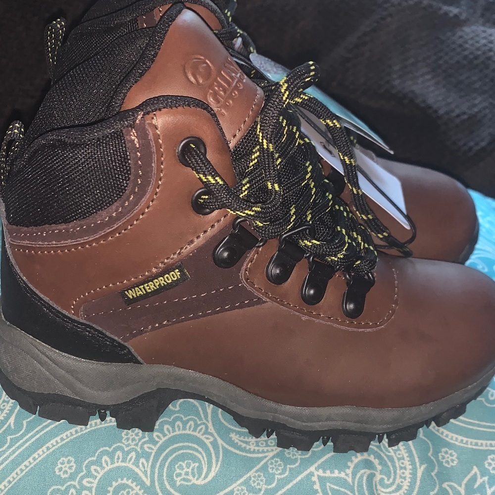 Magellan Outdoors Brown and Black Kids Waterproof Hiking Boots